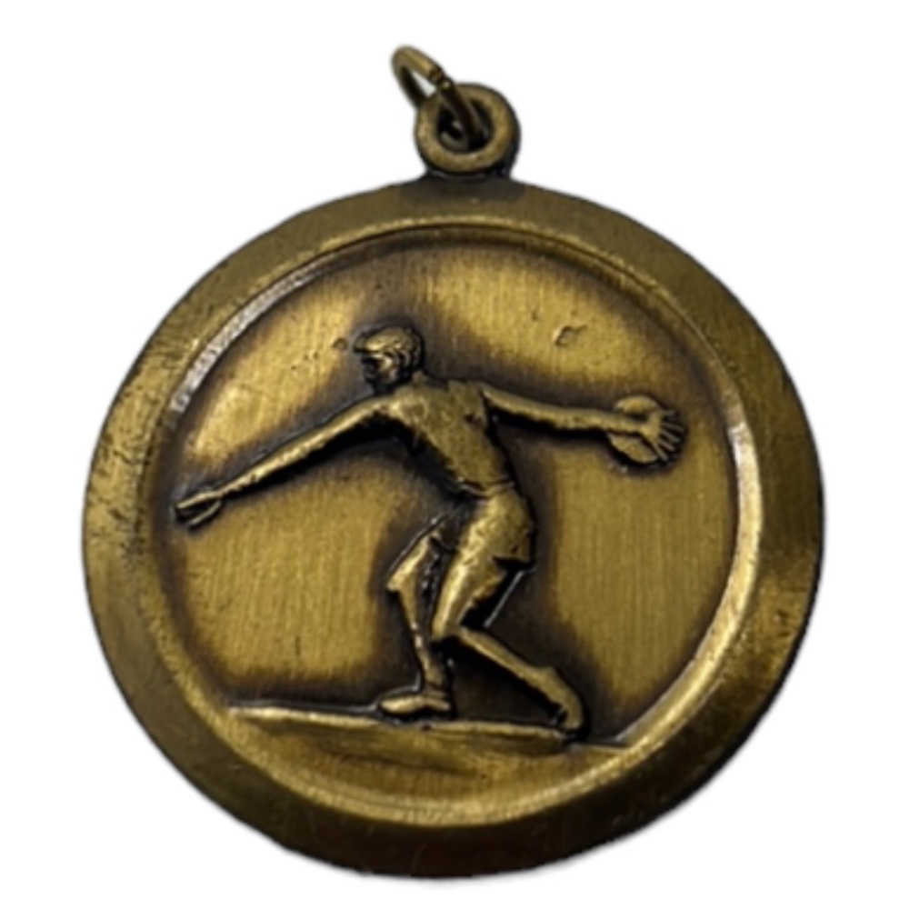 SHOCK PUT TRACK AND FIELD SPORTS PENDANT MEDAL VINTAGE